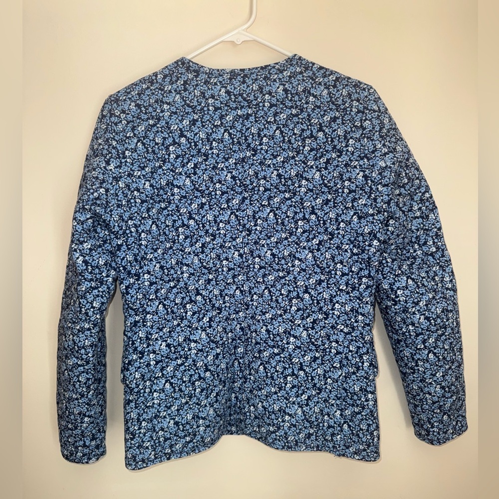 J. Crew Blue Floral Quilted Jacket Women’s Size 00 Cottagecore Button Front - Picture 3 of 8